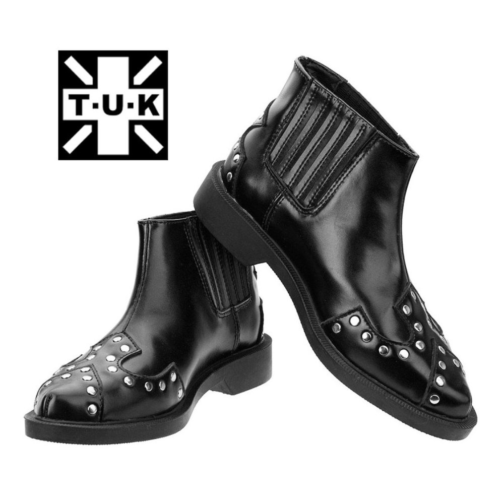 TUK Black Studded Jam Bootie Shoe - Picture 2 of 12